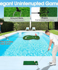 Floating Golf Green For Pool With Patented Design, Dope Water Golf Game Mat, Ball Retrieval Net And Scoreboard by poolside