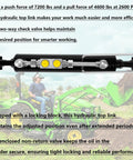 Beefy Heavy Duty Hydraulic Top Link For Tractors And Excavators Adjustable Cat 1 To 2 Length One Eighth To Twenty Six And Three Eighths Inches Includes Locking Block And Dual Hoses Ideal For Agriculture Waste Construction And More, hydraulic cylinder with locking block