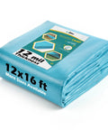 Heavy Duty Waterproof Tarp 12x16 Ft Thick 12 Mil With Metal Grommets UV Resistant And Tear Proof For Camping Tent Boat RV Car And Pool Cover Blue Tarp Multi Purpose Outdoor Shelter, folded.