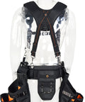 Clear mannequin wearing All Day Comfort 2.5 Inch Tool Belt Suspenders Set For Men Featuring EVA Padding And Breathable Neoprene Lining