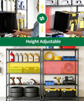 Heavy Duty 5-Tier Metal Storage Shelving Unit With Adjustable Wire Shelves For Garage, Kitchen, Basement, Laundry And Office, The Workhorse Black Steel Rack With 1750 Lbs Total Capacity, 47.2 W X 17.7 D X 72.3 H, height adjustable garage storage shelves