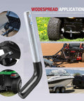 Half Inch Trailer Hitch Pin With Black Vinyl-Coated Grip And R Clip, Fits 1-1/4 Inch Receivers shown on various attachments