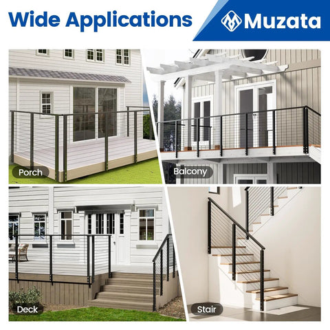 Side Mount Cable Railing Kit For Decks 15 To 20 Feet Adjustable Length 42 Inch Posts Four Level Post Set Used in Various Applications