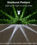 Solar LED Outdoor Stake Lights Pack Of 10 Waterproof Stainless Steel casting starburst pattern on lawn and walkway
