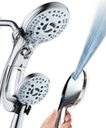 Ultra High Pressure Shower Head Combo With Handheld And Rain Modes, 50 Settings, 3 Way Diverter, Chrome, Water Flowing