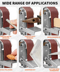 Wide range of applications for Ten Pack Aluminum Oxide Sanding Belts 1.2 X 13 Inch, including wood sanding, metal grinding, and detailed polishing.