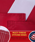 Close-up of All American 250th Anniversary Betsy Ross 3x5 US Flag For Outdoor Use, heavy-duty nylon with multi-thread stitched edges.