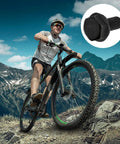 Cyclist on mountain bike with inset of 4 Pack Bicycle Crank Bolts And Bottom Bracket Screws M8 X 18mm For Mountain Bike Road Bike MTB Durable Steel Fixing