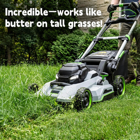 AB2101D 21 Inch Mulching Lawn Mower Blade Kit For EGO Select Cut 56V Mowers Replacement in use on tall grass