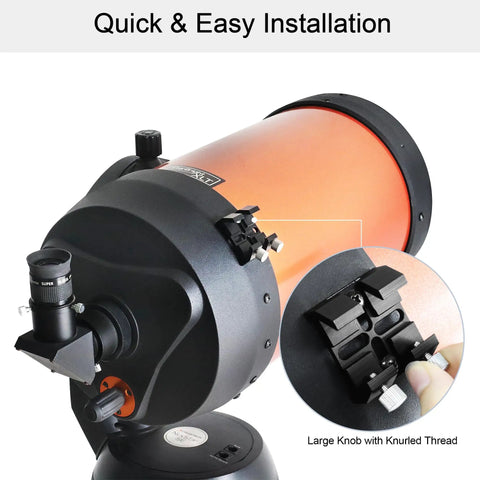 Universal Dovetail Base For Finder Scopes, Quick Release Aluminum Telescope Mount For Red Dot Sights shown on telescope