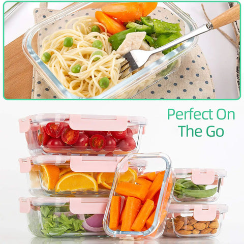 Glass Meal Prep Containers Set of 10 with Lids Airtight Food Storage Boxes for Lunches Microwave Safe Oven Safe Freezer Safe and Dishwasher Safe Perfect for Grab And Go Meal Prep And Leftovers