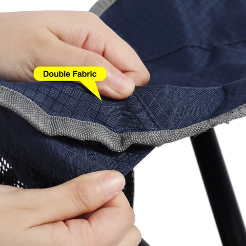 Close-up of double layer Oxford seat on Two Pack Folding Camping Stools For Adults Heavy Duty Lightweight Portable Tripod Chairs