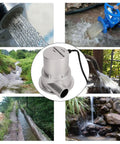 Collage of flowing water sources and Off Grid Hydro Generator 100W Water Turbine With Permanent Magnet Brushless Motor
