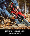 Cordless Lopper With 6 Inch Cut Range And Patented Clamping Jaws in use, cutting branches, Prunes In One Easy Swing