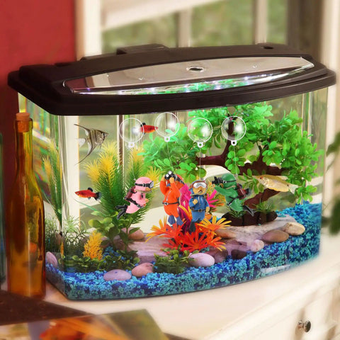 Floating Diver Aquarium Decor 4 Pack, cute resin divers in a fish tank with plants and colorful substrate, durable and easy to attach
