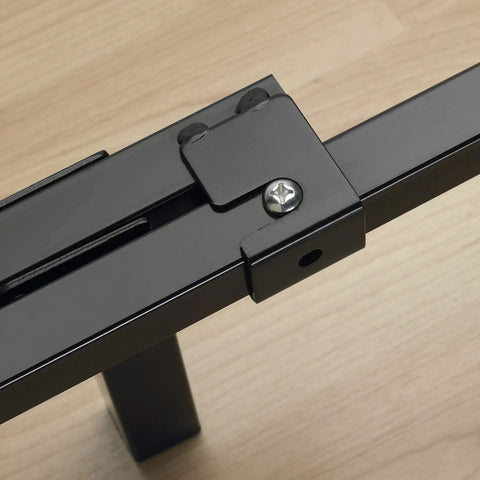 Close-up of Heavy Duty Low Profile Metal Bed Frame With Straight Up Sturdy Steel Support and Generous Under Bed Storage Space connection point.