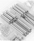 Heavy Duty Compression And Extension Spring Assortment Kit With 200 Pieces For DIY Projects Home Repairs Crafting Versatile Applications Plus Throttle Return Springs, silver steel springs in organizer tray