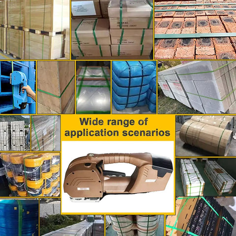 Rock Solid Electric Strapping Machine With Automatic Pp Pet Strap Tensioner And Quick Welding Tech for various pallet applications.