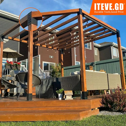 Heavy Duty Do It Yourself Pergola Bracket Kit For 4x4 Posts I Shaped Rafter Connectors With Stainless Steel Screws For Outdoor Gazebos Porches And Log Cabins 1 Pack