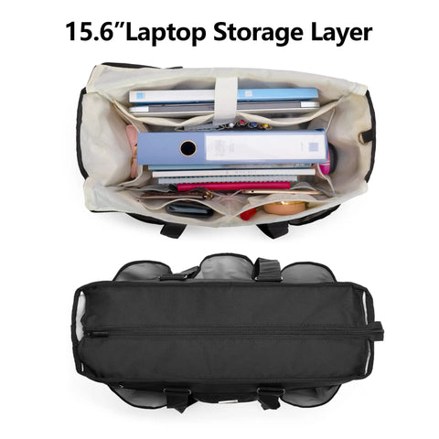 Top view of Boss Teacher Bag With Bottom Padded Pad And Foldable Cushion, Large Work Tote With Laptop Compartment Up To 15.6 Inches
