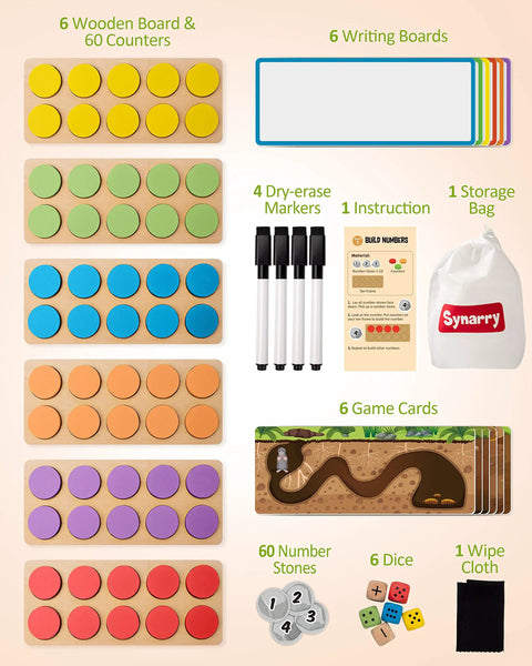 Wooden Ten Frame Math Set With 152 Pieces For Kindergarten And Elementary Students includes boards, counters, and markers.