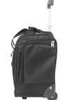 Side view of black Under Seat Carry On Bag With Rolling Wheels For Airline Travel Your Go To 15 Inch Personal Item With Durable Build