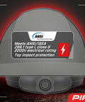 Fiberglass Full Brim Hard Hat Pro Grade With Wheel Ratchet 8 Point Suspension ANSI ISEA Z89.1 Type 1 Class G 2200V Electrical Rating