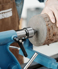 Heavy Duty MT2 Live Tailstock Center For Wood Lathe With 60 Degree Ball Bearing Tip Bad Boy Woodworking Accessory in use on log.