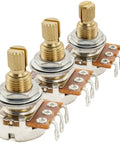 Mini Potentiometer Set For Electric Guitars And Basses A250Kx2 And B250K Linear Taper Pots Brass Shaft 6mm Split Shaft