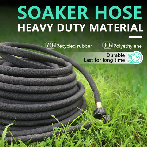 Half Inch Soaker Hose 50 Feet For Garden Beds Heavy Duty Drip Irrigation Kit with recycled rubber and polyethylene