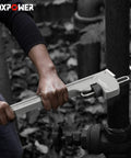 Person using 36 Inch Aluminum Pipe Wrench Heavy Duty Straight Pipe Wrench for Plumbing Pros Built to Last with Lightweight Design