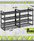 Power Tool Organizer Wall Mount With Four Detachable Tiers Heavy Duty Metal Rack Up To 300 Lbs shown in side view.