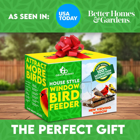 Window Bird Feeder With Ultra Strong Suction Cups For Easy Backyard Birding Clear Acrylic Body With Drain Holes And Removable Tray Large Seed Capacity gift box with ribbon