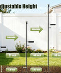 Heavy Duty Ground Stake Mount Bracket For Outdoor Security Cameras And Solar Panels With 16.5 Inch Adjustable Yard Pole showing adjustable heights of 27, 44, and 60 inches.