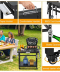 Grill Stand For Ninja Woodfire Outdoor Grills Portable Foldable Cart Table With Four Wheels And Cover Compatible With OG700 OG800 OG900