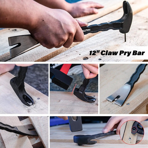 Using 12-inch claw pry bar from 3 Piece Pry Bar Set With 15 Inch Flat Pry Bar 12 Inch Cats Paw Nail Puller And 8 Inch End Cutting Pliers