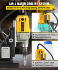 Beefy Magnetic Drill Press 1100W With 1.6 Inch Boring Diameter 580 RPM Max 2697lbf 12000N Tough Metal Drilling Power Portable Electric Mag Drill With 7 Bit Set Perfect For Steelwork Home Improvement And Shop Projects with cooling system