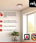 5500 Smoke Detector With 10-Year Sealed Battery And Photoelectric Sensor, No-Wiring Plug-and-Play Install on ceiling, room view.