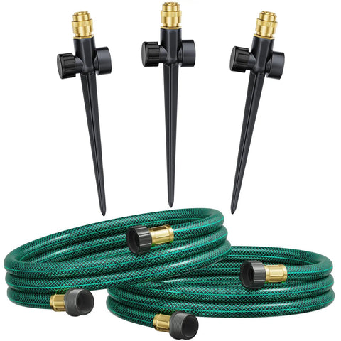 Above Ground Garden Sprinkler System With Metal Adjustable Heads, 360 Degree Coverage For Lawn, Patio, Flower Beds And Yard