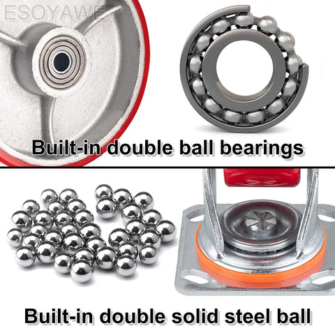 Heavy Duty Polyurethane Caster Wheels 4 Pack 8 Inch Dual Ball Bearing Rollers With Silent Swivel Brakes And Pro Grade Top Plate Glides Like Butter Industrial Casters Built Tough For Heavy Loads