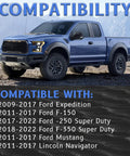 Blue Ford truck with compatibility chart for 6R80 Transmission Filter And Gasket Kit For Ford Expedition 2009 Through 2017, F150 2011 Through 2017, Mustang 2011 Through 2017, Lincoln Navigator 2011 Through 2017 Replaces FT 188