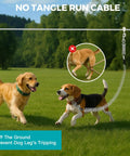 Beast Mode Dual Shock Absorbing Dog Trolley System With 75-Foot Aerial Run Cable and Spring Tie Out for Large Dogs in Use Outdoors