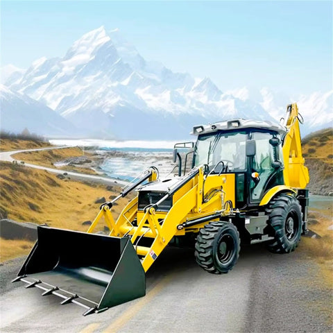 Towable Mini Digger For Demolition Tasks And Farm Projects on mountain road