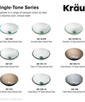 Single-Tone Series sinks including Slick Round Clear Brown Glass Vessel Sink, 14 Inch Above-Counter, scratch-resistant options.