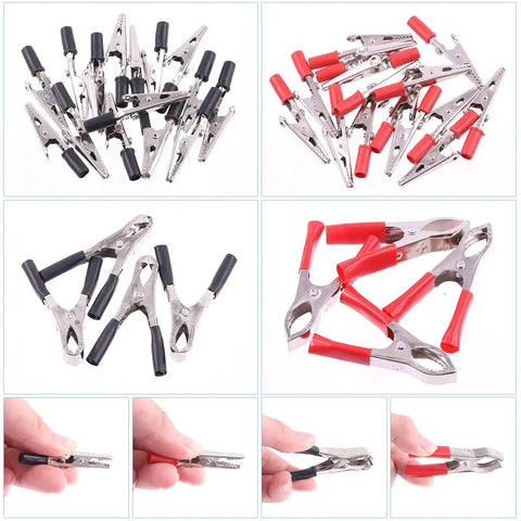 Assorted 108 Pcs Alligator Clip Set With Red Black 35mm 45mm 53mm Metal Crocodile Clips And 5A 15A 30A Charging Clips