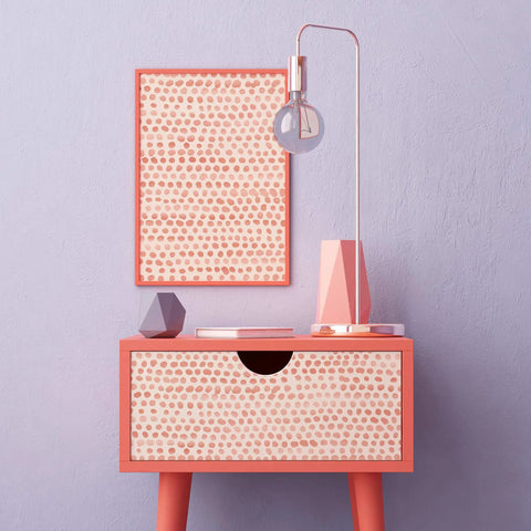 Coral Moire Dots Peel And Stick Wallpaper for Easy DIY Accent Walls Removable Self Adhesive Textured Dot Pattern on furniture