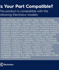 Compatibility chart for Durable Dryer Heating Element 137114000 Replacement Part listing Electrolux dryer models.