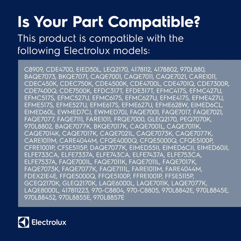 Compatibility chart for Durable Dryer Heating Element 137114000 Replacement Part listing Electrolux dryer models.