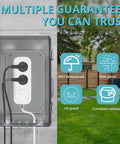 Large Outdoor Electrical Waterproof IP67 Junction Box With Clear Cover For Easy Status Check Weatherproof Extension Cord Enclosure 6 Entry Ports Heavy Duty Outdoor Power Box Ideal For Yard Workshop And Patio Use, clear cover