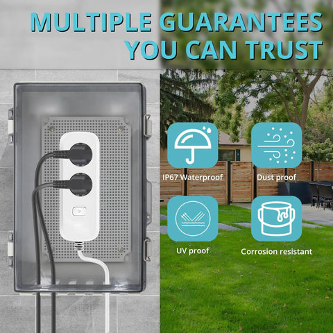Large Outdoor Electrical Waterproof IP67 Junction Box With Clear Cover For Easy Status Check Weatherproof Extension Cord Enclosure 6 Entry Ports Heavy Duty Outdoor Power Box Ideal For Yard Workshop And Patio Use, clear cover